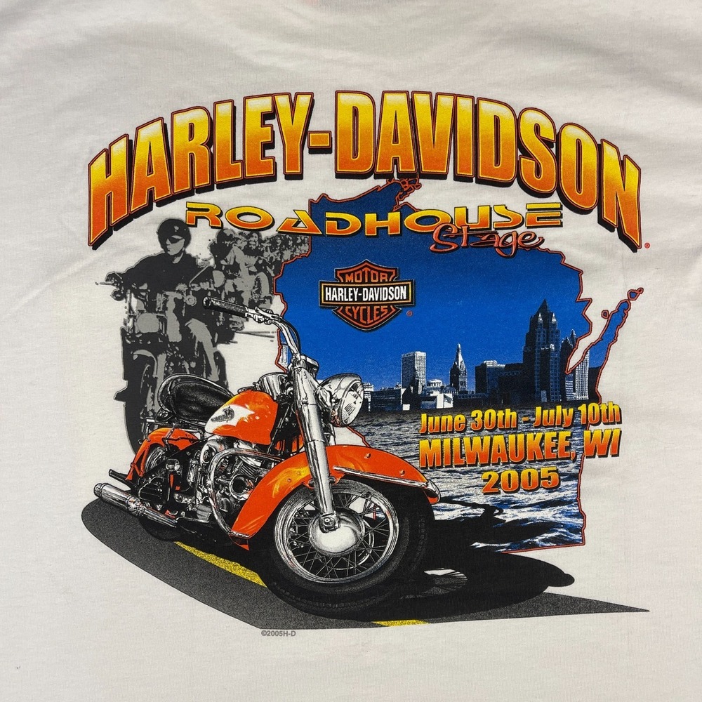 VTG Harley Davidson Mens Shirt XL White Roadhouse Stage 2005 Summerfest USA NWT